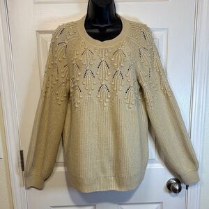 Motherhood Maternity Cream Crew Neck Knit Sweater Size Small